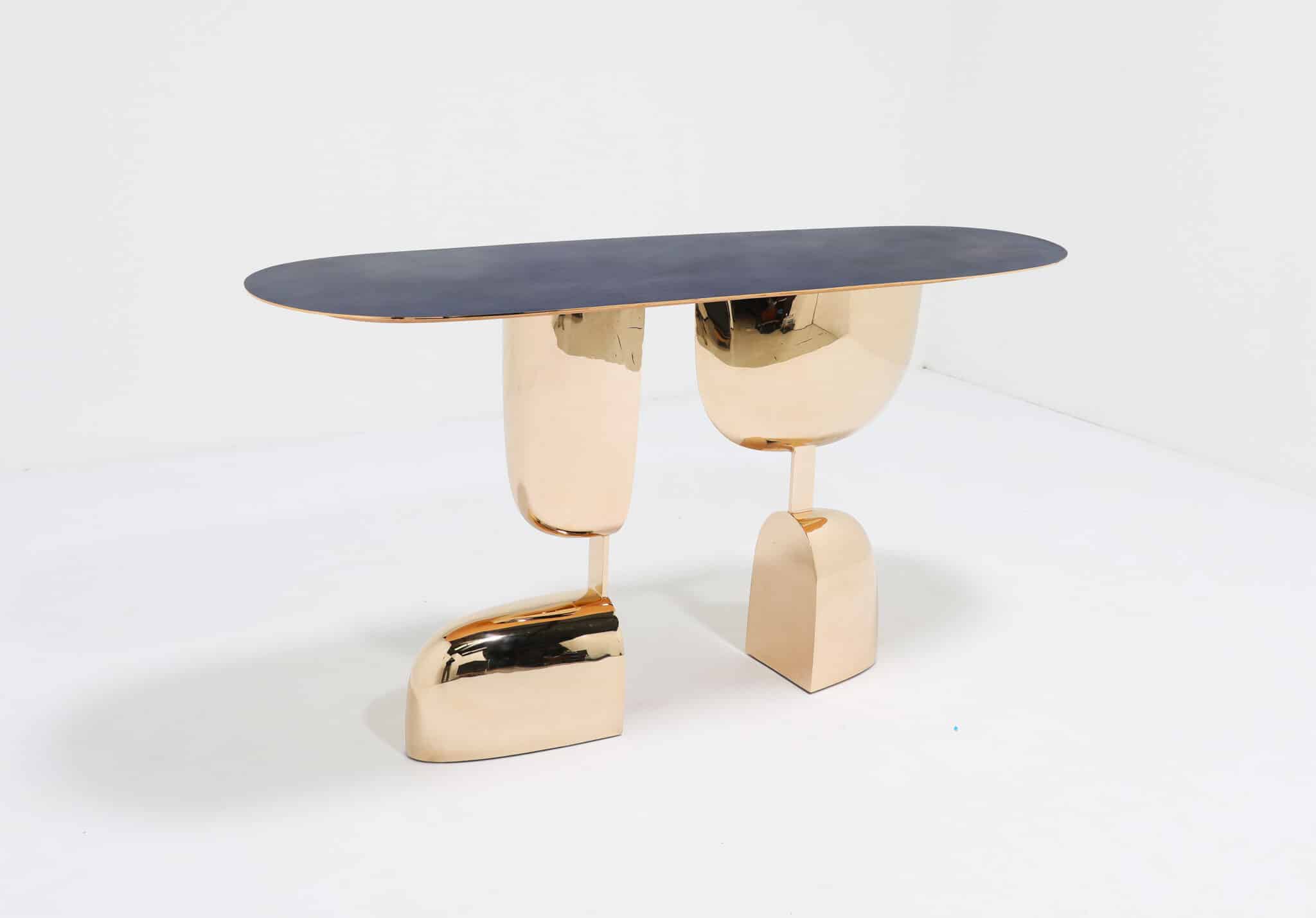 Top Top Two console table by Niamh Barry. Angled view.