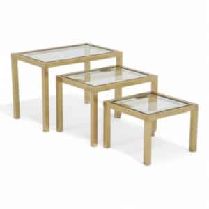 Vintage Brass Nest of Tables, Italy, 1960s, 1970s