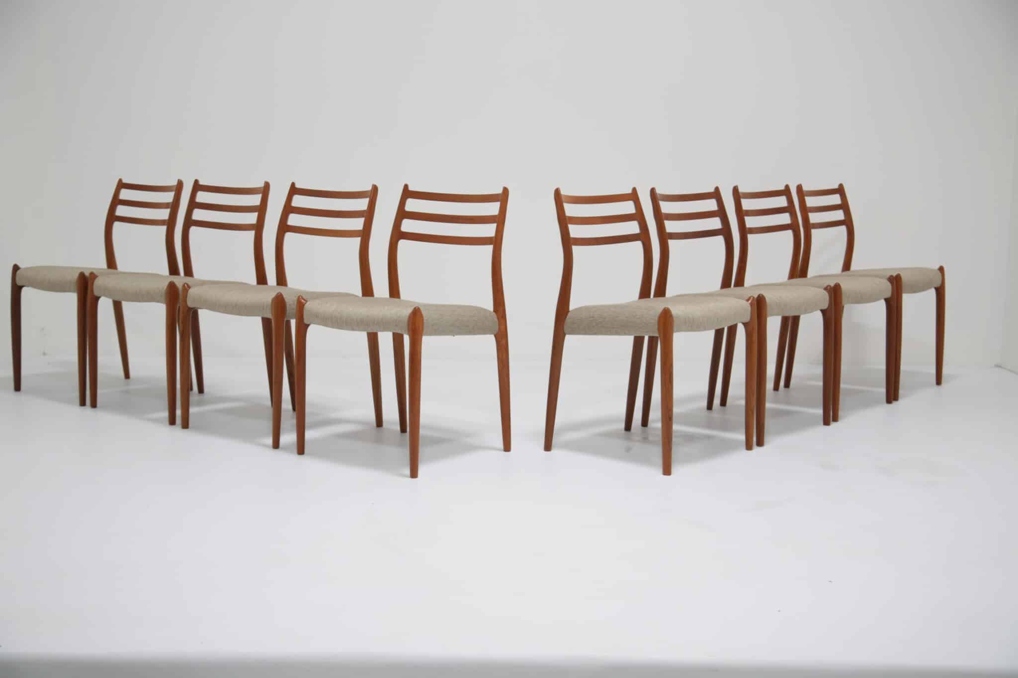 Vintage set of 8 Teak Dining Chairs Model 78 by Niels Otto Moller, 1960s (2)