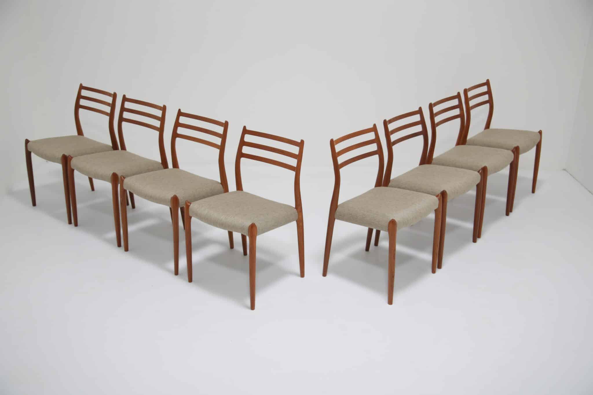Vintage set of 8 Teak Dining Chairs Model 78 by Niels Otto Moller, 1960s (4)