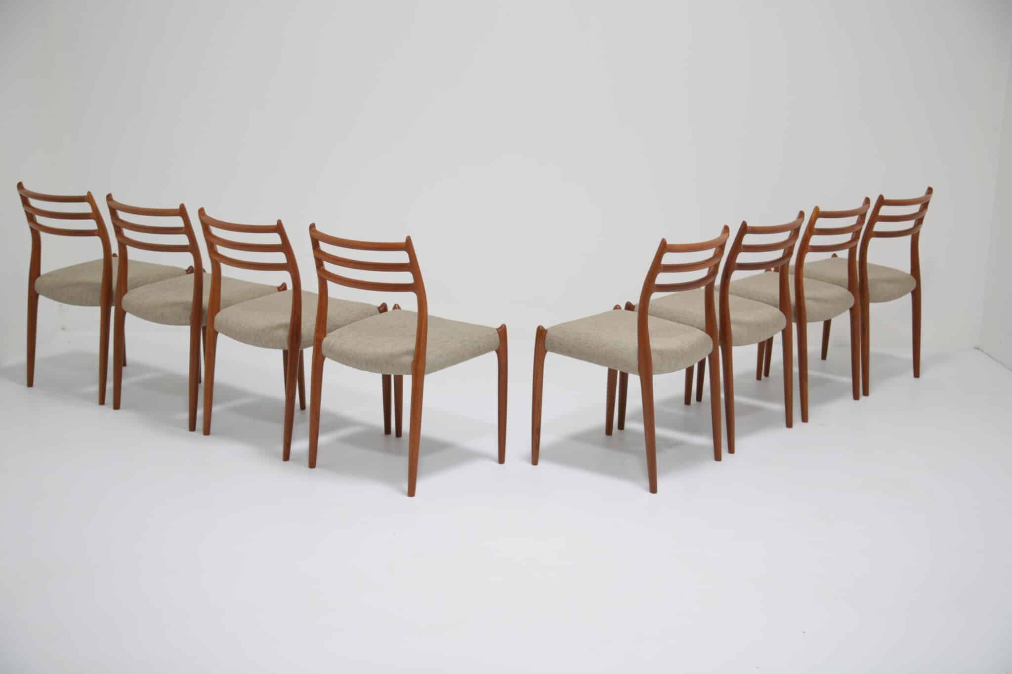 Vintage set of 8 Teak Dining Chairs Model 78 by Niels Otto Moller, 1960s (6)