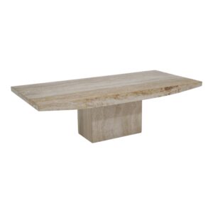 Vintage White and Mottled Brown Travertine Coffee Table, Italy, 1970s (16)