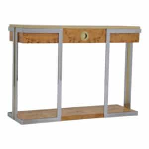 Mario Sabot Burlwood, chrome and brass console table