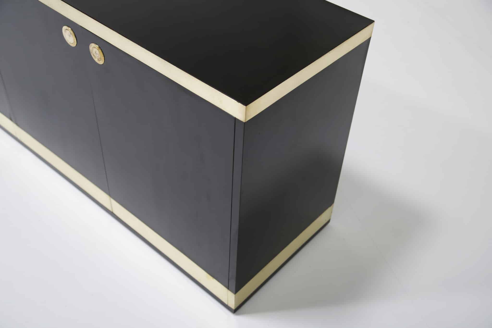Mid-Century Modern Black Lacquer and Brass Sideboard by Willy Rizzo, 1970s 1980s (6)