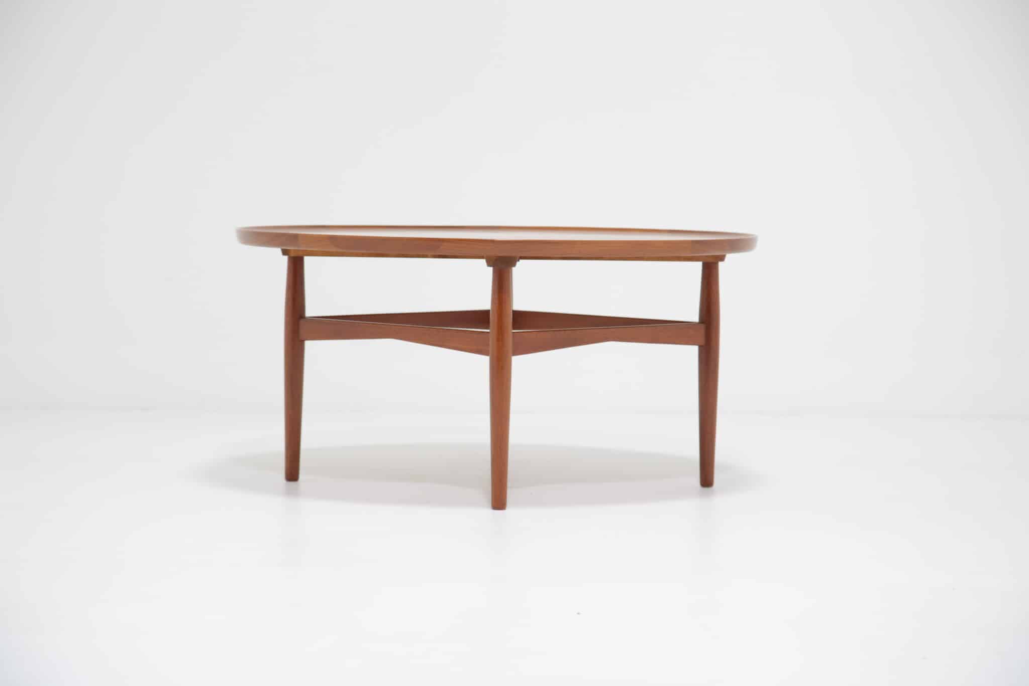 Vintage Mid-Century Danish Circular Teak Coffee Table, Denmark, 1960s (4)