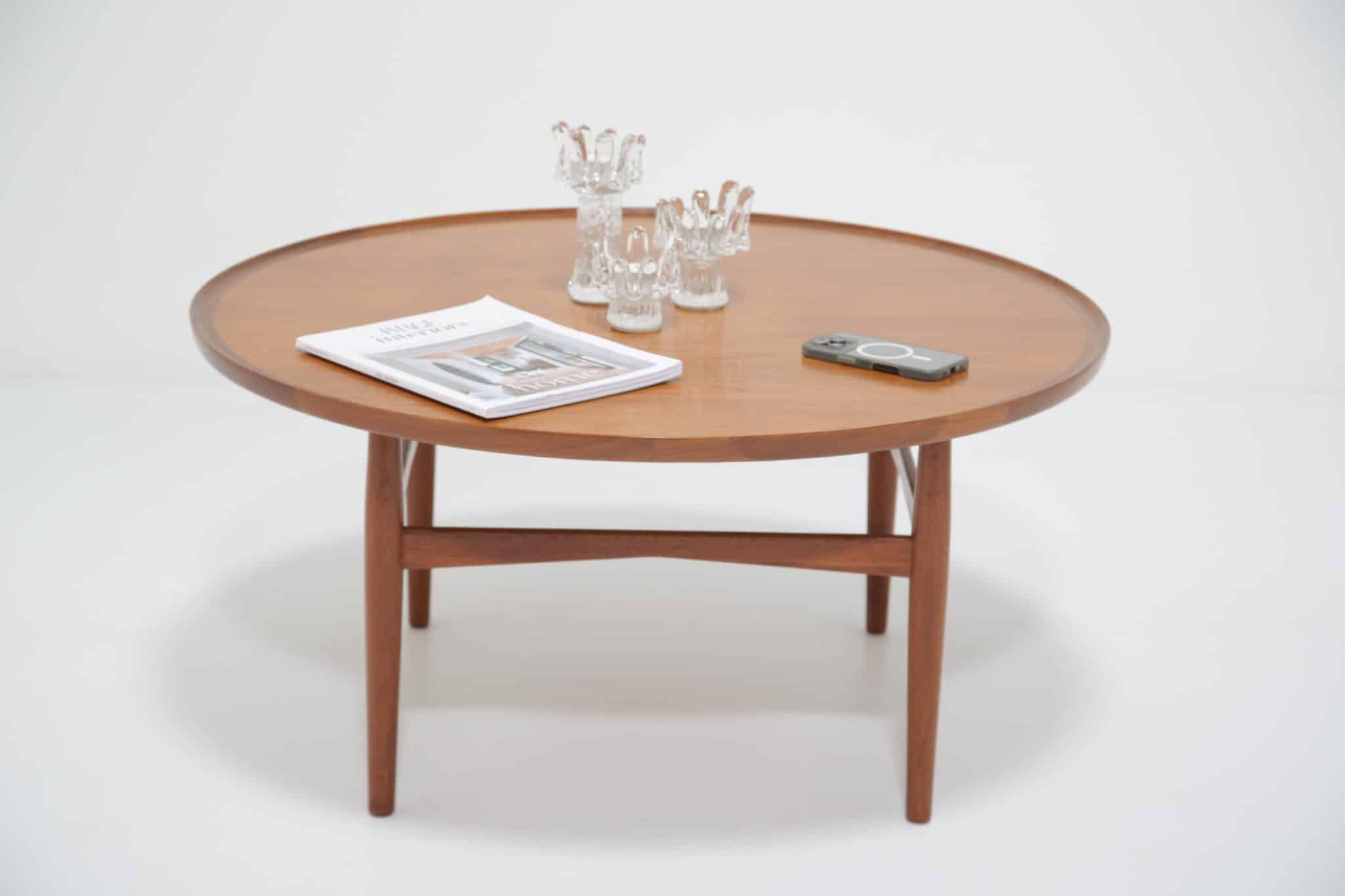 Vintage Mid-Century Danish Circular Teak Coffee Table, Denmark, 1960s (5)