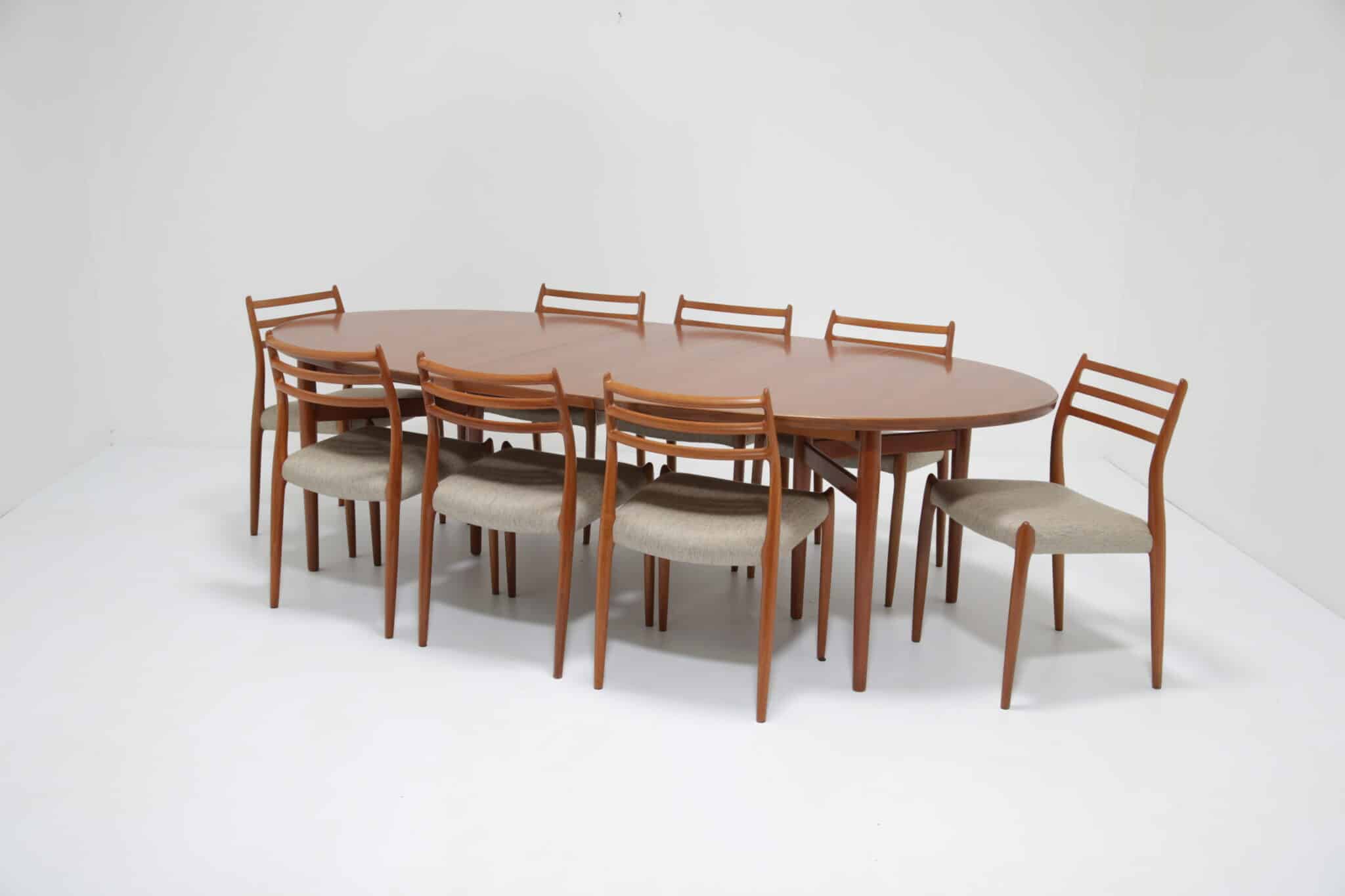 Vintage Mid-Century Oval Teak Extending Dining Table Model 212 by Arne Vodder for Sibast Mobler, Denmark, 1960s (21)