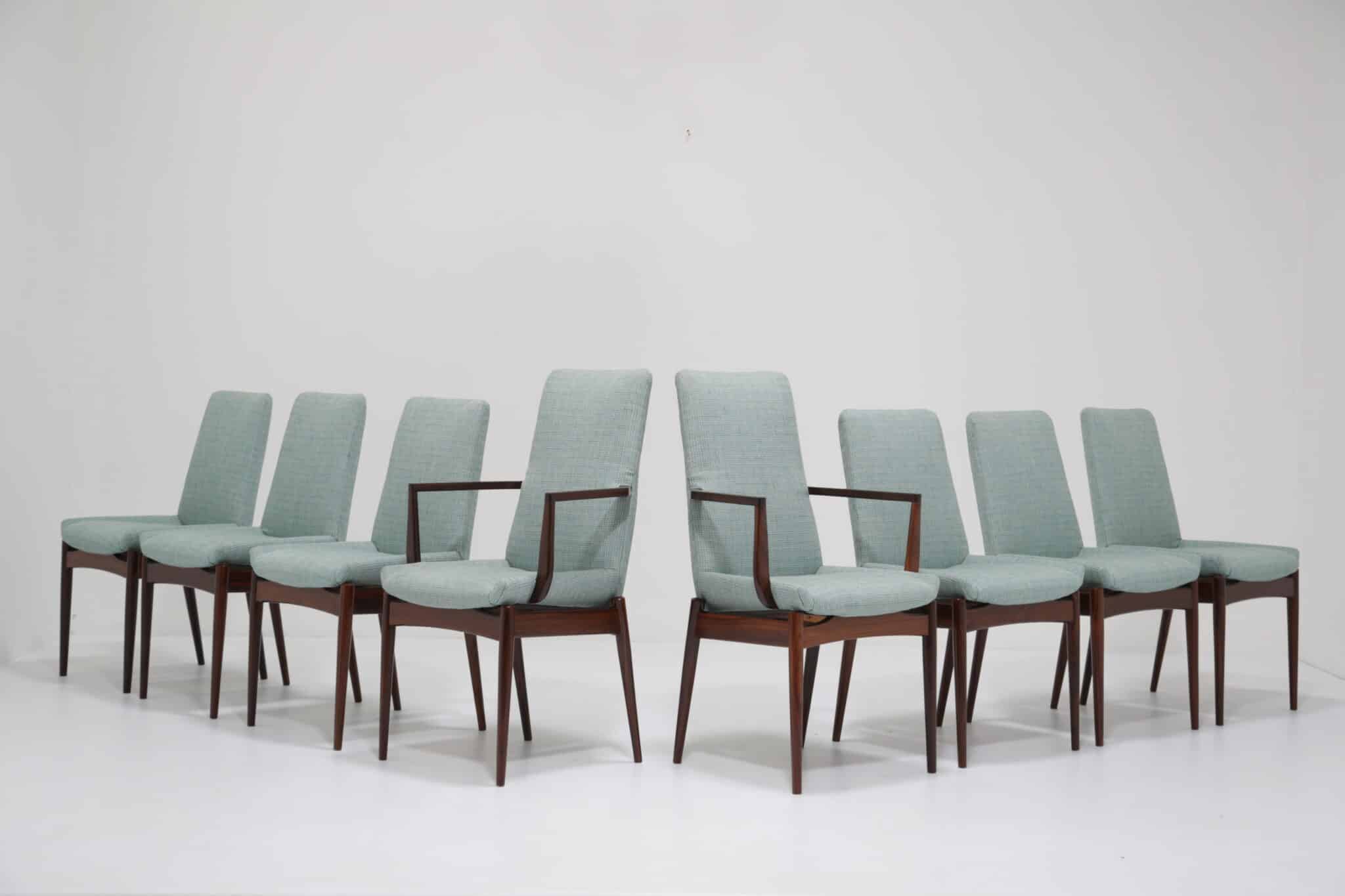 Vintage Set of 8 Rosewood and Duck Egg Blue Dining Chairs Hamilton by Robert Heritage for Archie Shine, 1960s (3)