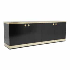 Mid-Century Modern Black Lacquer and Brass Sideboard by Willy Rizzo, 1970s 1980s (1) copy