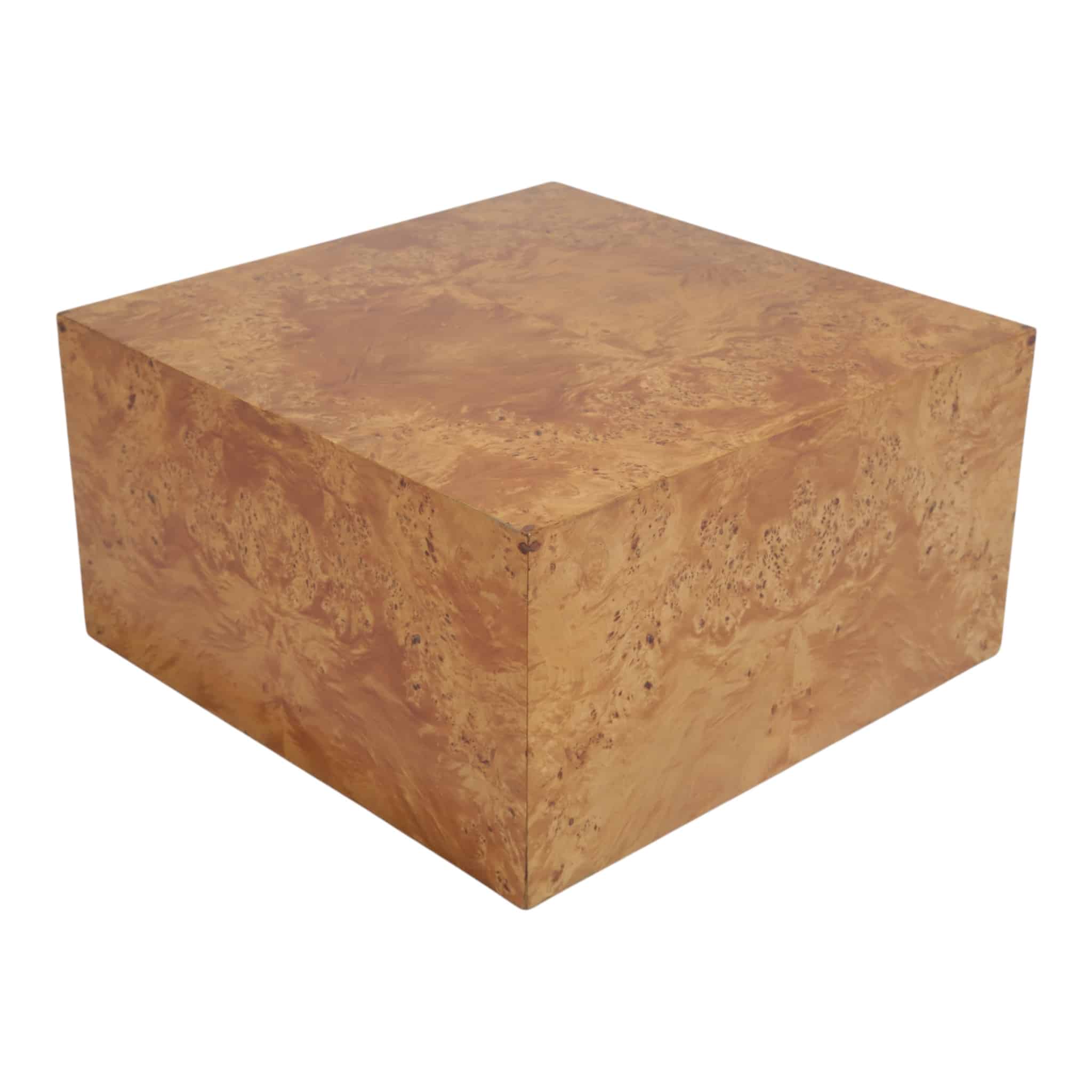 Mid-Century Olive Burl wood Cube Side or Coffee Table by Paul Mayer for Habitat International, 1970s (6)